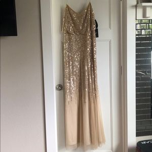 Gold sequin dress.